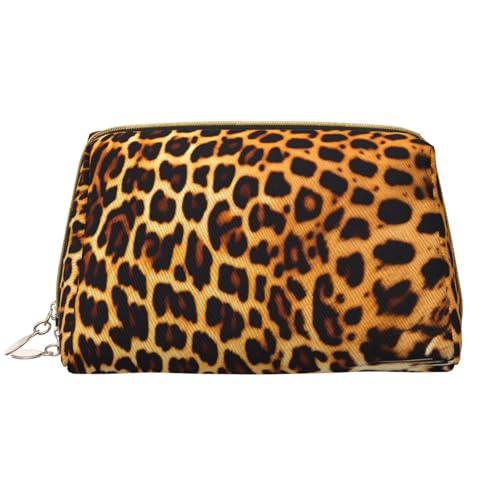 Make-up-Tasche für Damen, gestreift, Leopardenmuster, großes Fassungsvermögen, Reise-Kosmetiktasche, PU-Leder, Reißverschluss, tragbar, weit geöffneter Organizer von LiuMng