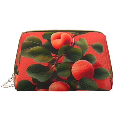 Make-up-Tasche für Damen, große Kapazität, Reise-Kosmetiktasche, PU-Leder, Reißverschluss, tragbar, weit geöffnet, Rot von LiuMng