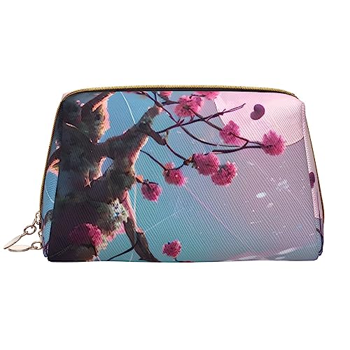 Make-up-Tasche für Damen, kleine rosa Blumen, großes Fassungsvermögen, Reise-Kosmetiktasche, PU-Leder, mit Reißverschluss, tragbar, weit geöffneter Organizer Make-up-Tasche für Damen, kleine rosa Blumen, großes Fassungsvermögen, Reise-Kosmetiktasche, PU-Leder, mit Reißverschluss, tragbar, weit geöffneter Organizer von LiuMng