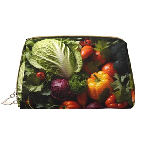 Make-up-Tasche für Damen mit viel frischem Gemüse, großes Fassungsvermögen, Reise-Kosmetiktasche, PU-Leder, Reißverschluss, tragbar, weit geöffneter Organizer Make-up-Tasche für Damen mit viel frischem Gemüse, großes Fassungsvermögen, Reise-Kosmetiktasche, PU-Leder, Reißverschluss, tragbar, weit geöffneter Organizer von LiuMng