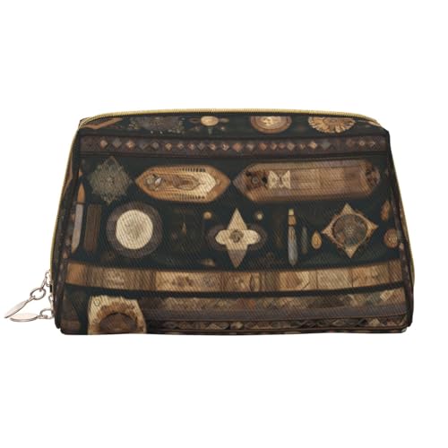 Make-up-Tasche im Bohemian-Stil für Damen, großes Fassungsvermögen, Reise-Kosmetiktasche, PU-Leder, mit Reißverschluss, tragbar, weit geöffneter Organizer Make-up-Tasche im Bohemian-Stil für Damen, großes Fassungsvermögen, Reise-Kosmetiktasche, PU-Leder, mit Reißverschluss, tragbar, weit geöffneter Organizer von LiuMng