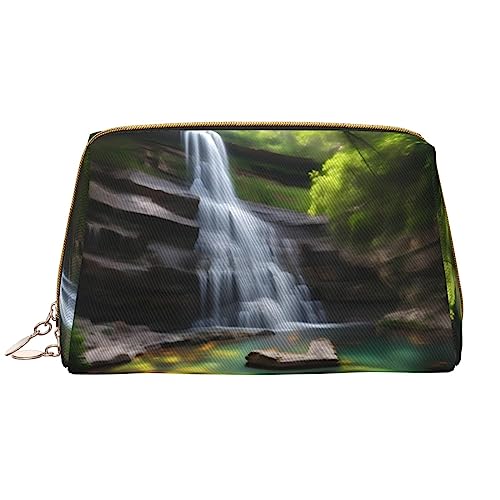 Make-up-Tasche mit Wasserfall-Ansichten für Damen, großes Fassungsvermögen, Reise-Kosmetiktasche, PU-Leder, mit Reißverschluss, tragbar, weit geöffneter Organizer Make-up-Tasche mit Wasserfall-Ansichten für Damen, großes Fassungsvermögen, Reise-Kosmetiktasche, PU-Leder, mit Reißverschluss, tragbar, weit geöffneter Organizer von LiuMng