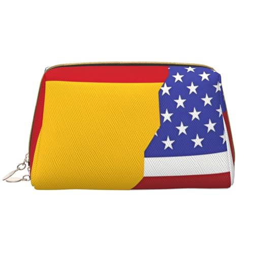 Make-up-Tasche mit amerikanischer Spanien-Flagge, große Kapazität, Reise-Kosmetiktasche, PU-Leder, Reißverschluss, tragbar, weit geöffnet, Organizer Make-up-Tasche mit amerikanischer Spanien-Flagge, große Kapazität, Reise-Kosmetiktasche, PU-Leder, Reißverschluss, tragbar, weit geöffnet, Organizer von LiuMng