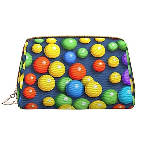 Make-up-Tasche mit bunten Bällen für Damen, großes Fassungsvermögen, Reise-Kosmetiktasche, PU-Leder, mit Reißverschluss, tragbar, weit geöffneter Organizer Make-up-Tasche mit bunten Bällen für Damen, großes Fassungsvermögen, Reise-Kosmetiktasche, PU-Leder, mit Reißverschluss, tragbar, weit geöffneter Organizer von LiuMng