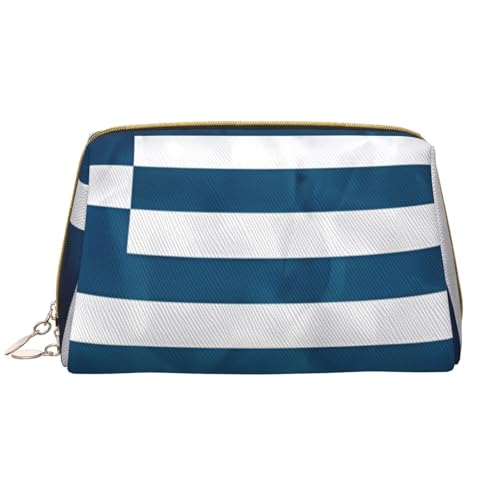 Make-up-Tasche mit griechischer Flagge, großes Fassungsvermögen, Reise-Kosmetiktasche, PU-Leder, mit Reißverschluss, tragbar, weit geöffneter Organizer Make-up-Tasche mit griechischer Flagge, großes Fassungsvermögen, Reise-Kosmetiktasche, PU-Leder, mit Reißverschluss, tragbar, weit geöffneter Organizer von LiuMng