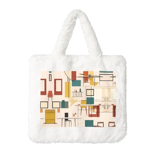 Mid Century Moderne Plüsch-Handtasche: flauschige Damen-Umhängetasche, Herbst/Winter, Umhängetasche, Münztasche, Geldbörse Mid Century Moderne Plüsch-Handtasche: flauschige Damen-Umhängetasche, Herbst/Winter, Umhängetasche, Münztasche, Geldbörse von LiuMng