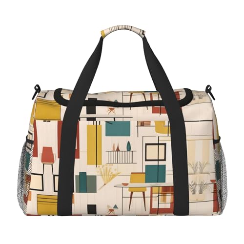 Mid Century Moderne bedruckte große Handreisetasche, wasserdichte Tragetasche für Damen, Seesack, Sport, Fitnessstudio für Herren Mid Century Moderne bedruckte große Handreisetasche, wasserdichte Tragetasche für Damen, Seesack, Sport, Fitnessstudio für Herren von LiuMng