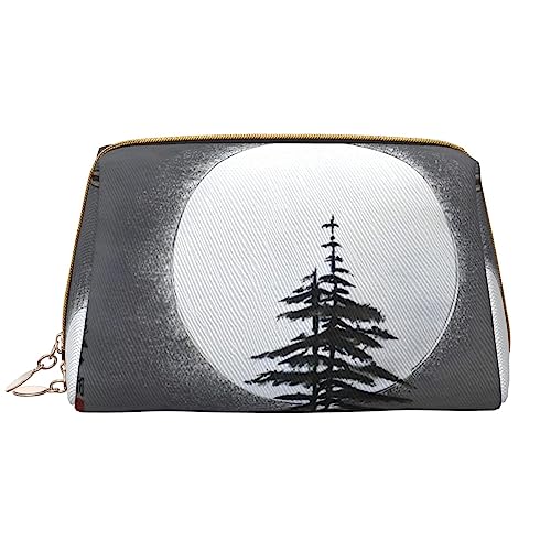 Moon Pine Tree Make-up-Tasche für Damen, großes Fassungsvermögen, Reise-Kosmetiktasche, PU-Leder, Reißverschluss, tragbar, weit geöffnet, Organizer Moon Pine Tree Make-up-Tasche für Damen, großes Fassungsvermögen, Reise-Kosmetiktasche, PU-Leder, Reißverschluss, tragbar, weit geöffnet, Organizer von LiuMng