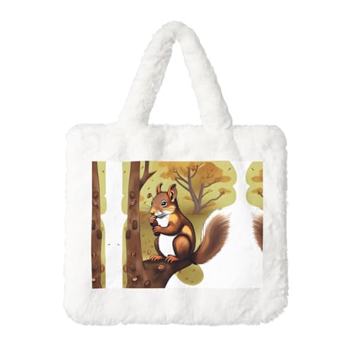 Nussfressende Eichhörnchen-Plüsch-Handtasche: flauschige Damen-Umhängetasche, Herbst/Winter, Umhängetasche, Münztasche, Geldbörse Nussfressende Eichhörnchen-Plüsch-Handtasche: flauschige Damen-Umhängetasche, Herbst/Winter, Umhängetasche, Münztasche, Geldbörse von LiuMng
