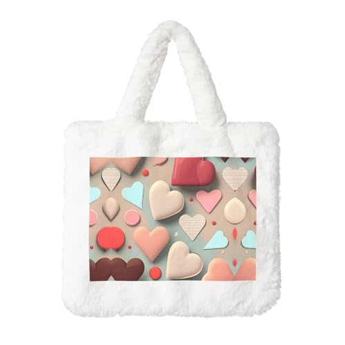 Plüsch-Handtasche mit Liebesmuster: flauschige Damen-Umhängetasche, Herbst-/Winter-Tragetasche, Umhängetasche, Münztasche Plüsch-Handtasche mit Liebesmuster: flauschige Damen-Umhängetasche, Herbst-/Winter-Tragetasche, Umhängetasche, Münztasche von LiuMng