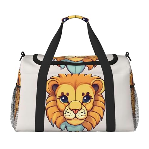 Reisetasche mit niedlichem kleinen Löwenmotiv, wasserdicht, für Damen, Sporttasche, Fitnessstudio für Herren Reisetasche mit niedlichem kleinen Löwenmotiv, wasserdicht, für Damen, Sporttasche, Fitnessstudio für Herren von LiuMng