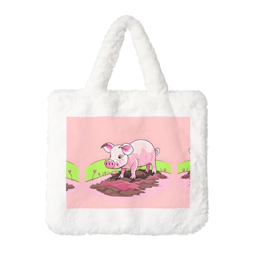 Rosa Ferkel Plüsch Handtasche: flauschige Damen Schultertasche - Herbst/Winter Tote Crossbody Tasche Münztasche Geldbörse Rosa Ferkel Plüsch Handtasche: flauschige Damen Schultertasche - Herbst/Winter Tote Crossbody Tasche Münztasche Geldbörse von LiuMng