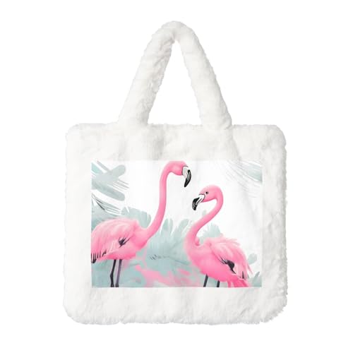 Rosa Flamingo Plüsch Handtasche: Damen Flauschige Schultertasche - Herbst / Winter Tote Crossbody Tasche Münztasche Geldbörse Rosa Flamingo Plüsch Handtasche: Damen Flauschige Schultertasche - Herbst / Winter Tote Crossbody Tasche Münztasche Geldbörse von LiuMng