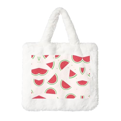 Rosa Wassermelone Plüsch Handtasche: Damen Flauschige Schultertasche - Herbst/Winter Tote Crossbody Tasche Münztasche Geldbörse Rosa Wassermelone Plüsch Handtasche: Damen Flauschige Schultertasche - Herbst/Winter Tote Crossbody Tasche Münztasche Geldbörse von LiuMng