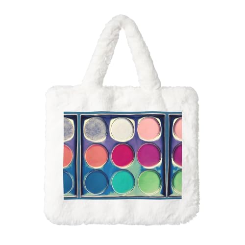 Runde Farbpalette, Plüsch-Handtasche: flauschige Damen-Schultertasche – Herbst/Winter, Umhängetasche, Münztasche Runde Farbpalette, Plüsch-Handtasche: flauschige Damen-Schultertasche – Herbst/Winter, Umhängetasche, Münztasche von LiuMng