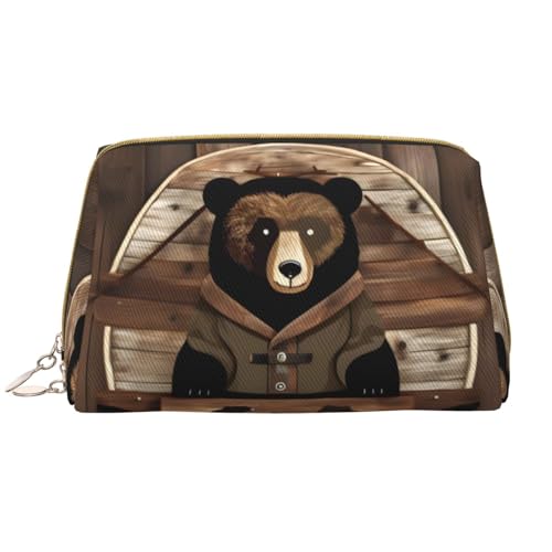 Rustikale Make-up-Tasche für Damen, großes Fassungsvermögen, Reise-Kosmetiktasche, PU-Leder, Reißverschluss, tragbar, weit offen, weiß, Einheitsgröße von LiuMng