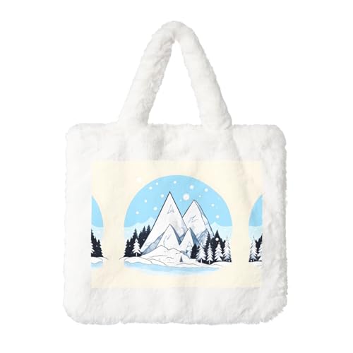 Schneebedeckte Berge Plüsch Handtasche: Damen Flauschige Schultertasche - Herbst / Winter Tote Crossbody Bag Münztasche Geldbörse Schneebedeckte Berge Plüsch Handtasche: Damen Flauschige Schultertasche - Herbst / Winter Tote Crossbody Bag Münztasche Geldbörse von LiuMng