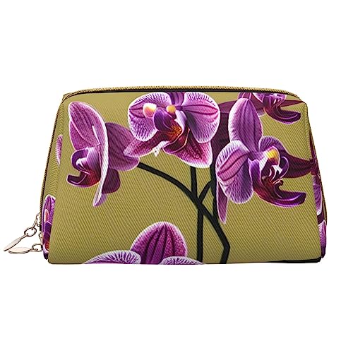Schöne Orchideen-Make-up-Tasche für Damen, großes Fassungsvermögen, Reise-Kosmetiktasche, PU-Leder, Reißverschluss, tragbar, weit geöffnet, Organizer Schöne Orchideen-Make-up-Tasche für Damen, großes Fassungsvermögen, Reise-Kosmetiktasche, PU-Leder, Reißverschluss, tragbar, weit geöffnet, Organizer von LiuMng