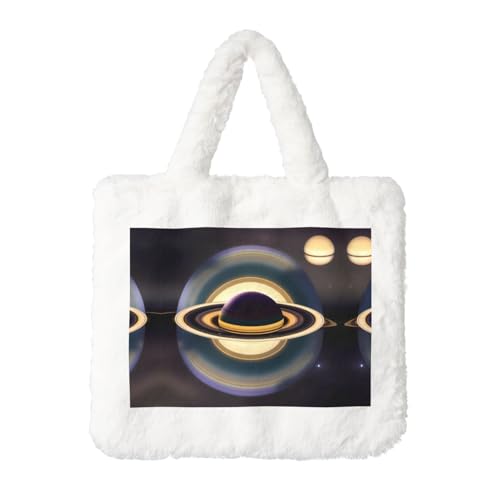 Schöne Saturn Plüsch Handtasche: Damen Flauschige Schultertasche - Herbst/Winter Tote Crossbody Tasche Münztasche Geldbörse Schöne Saturn Plüsch Handtasche: Damen Flauschige Schultertasche - Herbst/Winter Tote Crossbody Tasche Münztasche Geldbörse von LiuMng