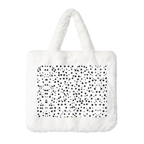Schwarz und Weiß gepunktete Plüsch-Handtasche: flauschige Damen-Umhängetasche, Herbst/Winter, Umhängetasche, Münztasche, Geldbörse Schwarz und Weiß gepunktete Plüsch-Handtasche: flauschige Damen-Umhängetasche, Herbst/Winter, Umhängetasche, Münztasche, Geldbörse von LiuMng