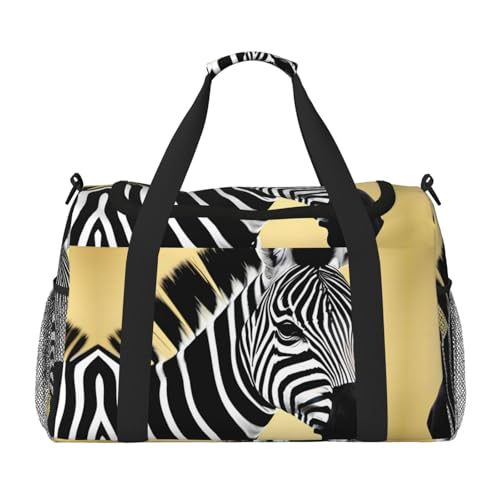 Schwarze und weiße Reisetasche mit Zebramuster, wasserdicht, für Damen, Sporttasche, Fitnessstudio, für Herren Schwarze und weiße Reisetasche mit Zebramuster, wasserdicht, für Damen, Sporttasche, Fitnessstudio, für Herren von LiuMng