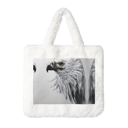 Sketching an Adler Plüsch Handtasche: Damen Flauschige Schultertasche - Herbst/Winter Tote Crossbody Bag Münztasche Geldbörse Sketching an Adler Plüsch Handtasche: Damen Flauschige Schultertasche - Herbst/Winter Tote Crossbody Bag Münztasche Geldbörse von LiuMng