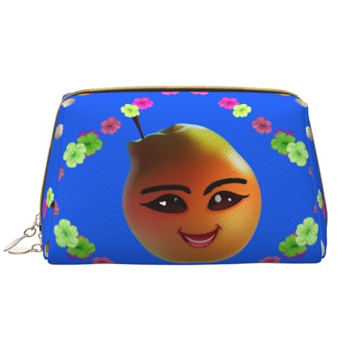 Smiley Make-up-Tasche für Damen, große Kapazität, Reise-Kosmetiktasche, PU-Leder, Reißverschluss, tragbar, weit geöffneter Organizer von LiuMng
