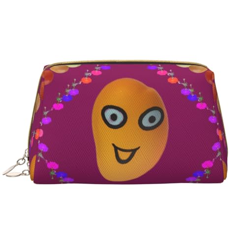 Smiley Mango Make-up-Tasche für Damen, großes Fassungsvermögen, Reise-Kosmetiktasche, PU-Leder, Reißverschluss, tragbar, weit geöffneter Organizer von LiuMng
