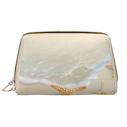 Strand-Make-up-Tasche für Damen, große Kapazität, Reise-Kosmetiktasche, PU-Leder, Reißverschluss, tragbar, weit offen, weiß, Einheitsgröße von LiuMng