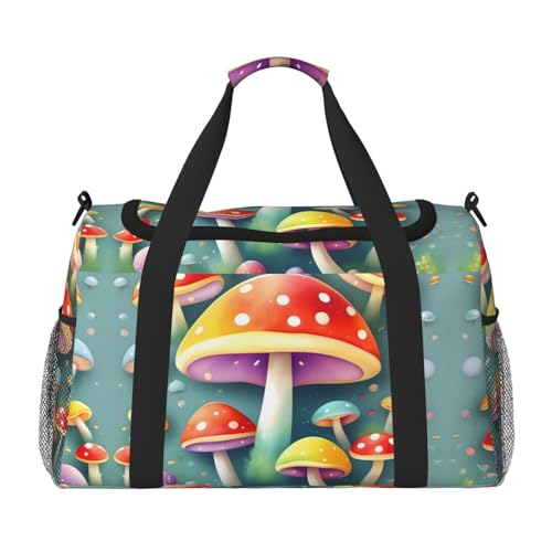 Süße farbige Pilz-Druck, große Handtasche, wasserdichte Tragetasche für Damen, Seesack, Sport, Fitnessstudio für Herren von LiuMng