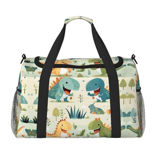 Süße kleine Baby-Dinosaurier-Druck, große Handreisetasche, wasserdichte Tragetasche für Damen, Seesack, Sport, Fitnessstudio für Herren von LiuMng