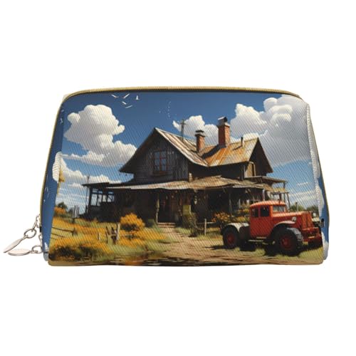 Texas Farm-Traktor-Make-up-Tasche für Damen, großes Fassungsvermögen, Reise-Kosmetiktasche, PU-Leder, Reißverschluss, tragbar, weit geöffneter Organizer Texas Farm-Traktor-Make-up-Tasche für Damen, großes Fassungsvermögen, Reise-Kosmetiktasche, PU-Leder, Reißverschluss, tragbar, weit geöffneter Organizer von LiuMng