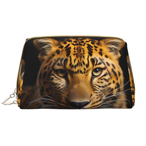 The Deep Eyed Leopard Make-up-Tasche für Damen, großes Fassungsvermögen, Reise-Kosmetiktasche, PU-Leder, Reißverschluss, tragbar, weit geöffnet, Organizer The Deep Eyed Leopard Make-up-Tasche für Damen, großes Fassungsvermögen, Reise-Kosmetiktasche, PU-Leder, Reißverschluss, tragbar, weit geöffnet, Organizer von LiuMng