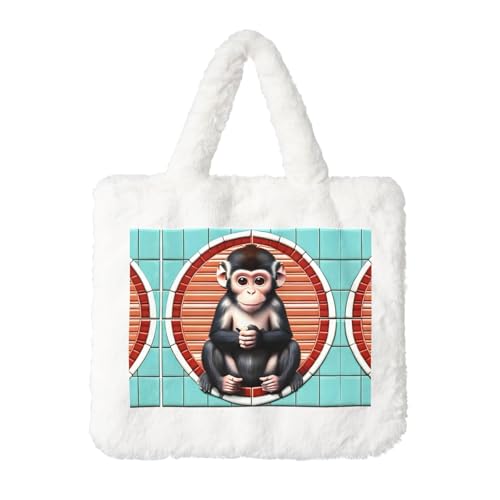 The Silent Monkey Plush Handtasche: flauschige Damen-Umhängetasche, Herbst/Winter, Umhängetasche, Münztasche, Geldbörse The Silent Monkey Plush Handtasche: flauschige Damen-Umhängetasche, Herbst/Winter, Umhängetasche, Münztasche, Geldbörse von LiuMng