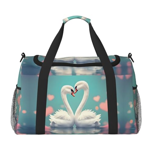 The Swan in Love Print Große Handreisetasche, wasserdichte Tragetasche für Damen, Seesack, Sport, Fitnessstudio für Herren The Swan in Love Print Große Handreisetasche, wasserdichte Tragetasche für Damen, Seesack, Sport, Fitnessstudio für Herren von LiuMng