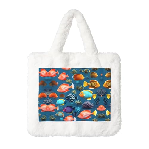 U-Boot-Rifffisch-Plüsch-Handtasche: flauschige Damen-Umhängetasche, Herbst/Winter, Umhängetasche, Münztasche, Geldbörse U-Boot-Rifffisch-Plüsch-Handtasche: flauschige Damen-Umhängetasche, Herbst/Winter, Umhängetasche, Münztasche, Geldbörse von LiuMng