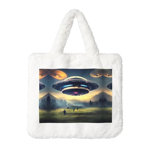 UFO Landing Plüsch Handtasche: Damen Flauschige Schultertasche - Herbst/Winter Tote Crossbody Bag Münztasche Geldbörse UFO Landing Plüsch Handtasche: Damen Flauschige Schultertasche - Herbst/Winter Tote Crossbody Bag Münztasche Geldbörse von LiuMng