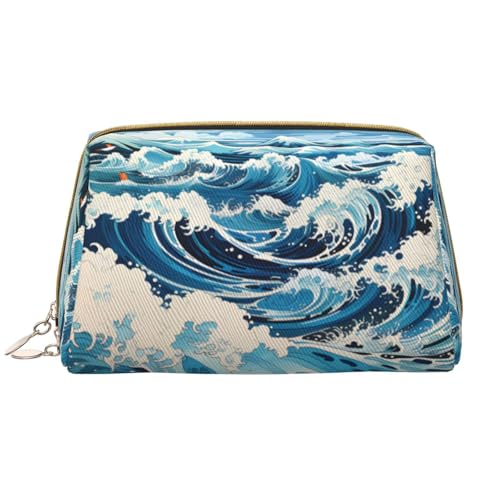 Ukiyo-e Make-up-Tasche für Damen, große Kapazität, Reise-Kosmetiktasche, PU-Leder, Reißverschluss, tragbar, weit geöffneter Organizer Ukiyo-e Make-up-Tasche für Damen, große Kapazität, Reise-Kosmetiktasche, PU-Leder, Reißverschluss, tragbar, weit geöffneter Organizer von LiuMng