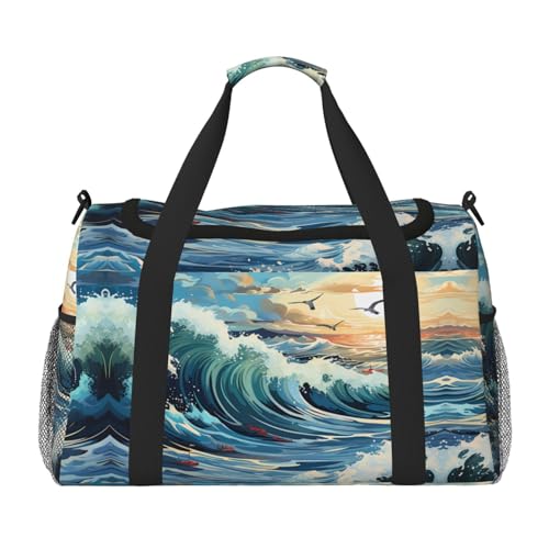 Wave Segelboot Möwen-Druck, große Handtasche, wasserdichte Tragetasche für Damen, Seesack, Sport, Fitnessstudio für Herren Wave Segelboot Möwen-Druck, große Handtasche, wasserdichte Tragetasche für Damen, Seesack, Sport, Fitnessstudio für Herren von LiuMng
