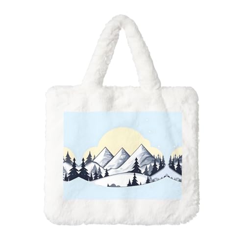 White Snowy Mountains Plüsch Handtasche: Damen Flauschige Schultertasche - Herbst/Winter Tote Crossbody Bag Münztasche Geldbörse White Snowy Mountains Plüsch Handtasche: Damen Flauschige Schultertasche - Herbst/Winter Tote Crossbody Bag Münztasche Geldbörse von LiuMng