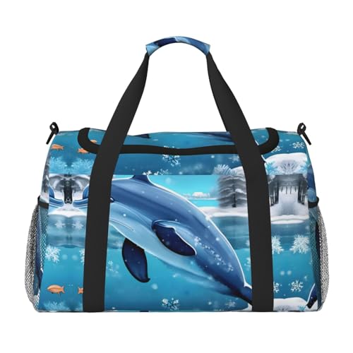 Winter The Delphin Print Große Handreisetasche, wasserdichte Tragetasche für Damen, Seesack, Sport, Fitnessstudio für Herren Winter The Delphin Print Große Handreisetasche, wasserdichte Tragetasche für Damen, Seesack, Sport, Fitnessstudio für Herren von LiuMng