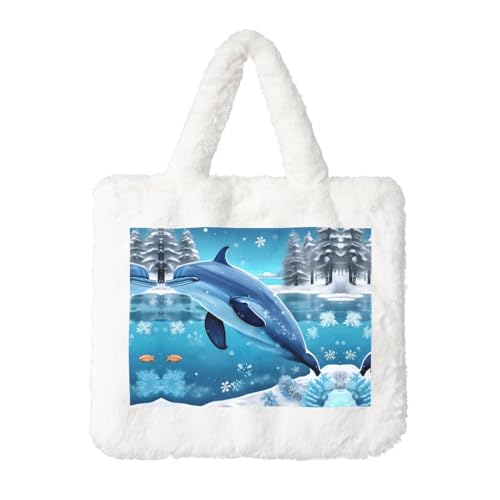 Winter The Dolphin Plush Handtasche: Damen Flauschige Schultertasche - Herbst/Winter Tote Crossbody Bag Münztasche Geldbörse Winter The Dolphin Plush Handtasche: Damen Flauschige Schultertasche - Herbst/Winter Tote Crossbody Bag Münztasche Geldbörse von LiuMng