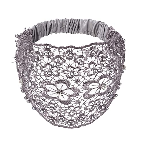 Liudong Mode Frauen Breite Stirnbänder Bestickte Blume Schnee Garn Peal Breite Turband Bandage Stirnband Turban Waschen Kopfbedeckung von Liudong