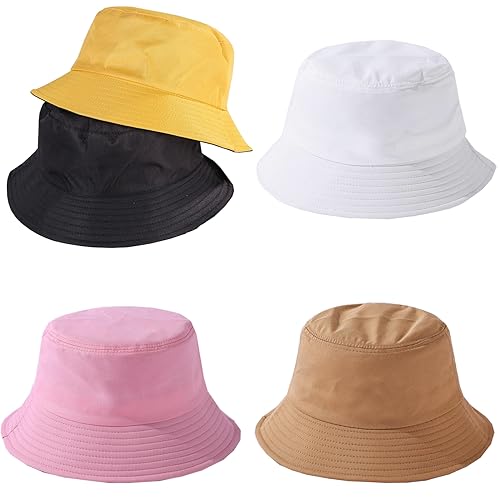 liuer Fischerhut 4PCS Bucket Hat Unisex Sonnenhut Eimerhut Beckenhut Damenmütze Outdoor Freizeithut Damenhut Faltbarer Anglerhut Fischerhut for Damen Herren (55-58cm, Doppelseitige Farbe) von Liuer