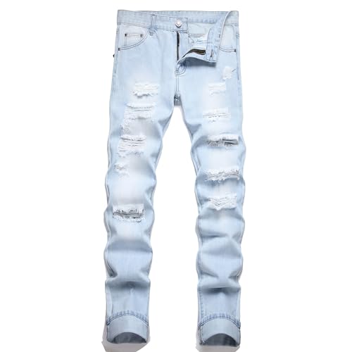 Liuhond Herren-Jeans, gerader Schnitt, gerader Schnitt, gewaschene Denim-Jeans, 3382light blue, 54 von Liuhond