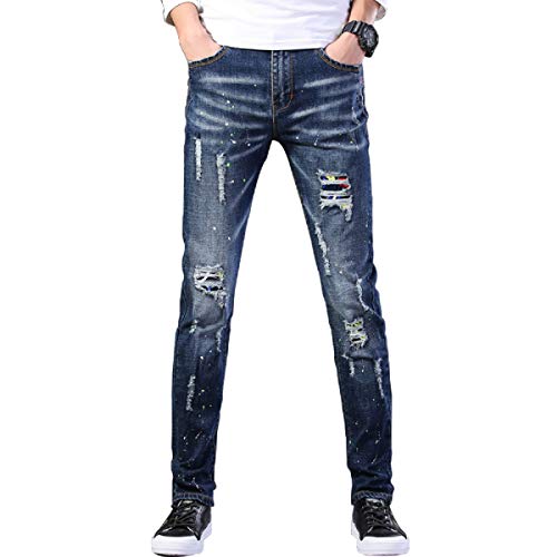 Liuhond Herren Ripped Distressed Destroyed Straight Fit Washed Denim Jeans - - 30W / 30L Liuhond Herren Ripped Distressed Destroyed Straight Fit Washed Denim Jeans - - 30W / 30L von Liuhond