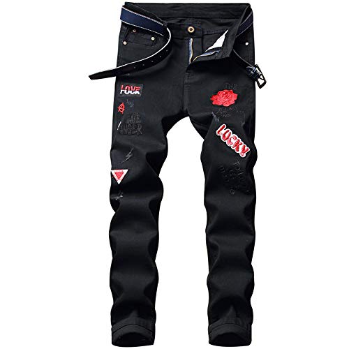 Liuhond Herren zerrissene Destroyed Straight Fit Washed Denim Jeans Hose, 2023 Schwarz, 56 Liuhond Herren zerrissene Destroyed Straight Fit Washed Denim Jeans Hose, 2023 Schwarz, 56 von Liuhond