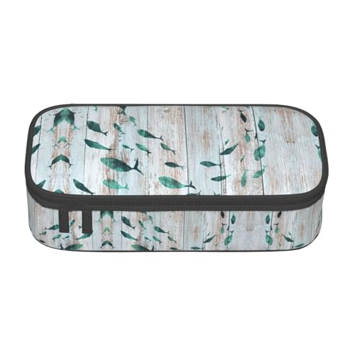 Liulannq Abstrakter Fischschwarm mit großem Fach, Schreibwaren-Federmäppchen von Liulannq