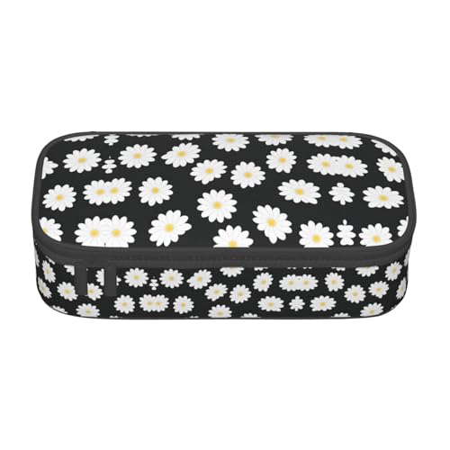 Liulannq Federmäppchen mit 2 großen Fächern, Gänseblümchen, Weiß von Liulannq