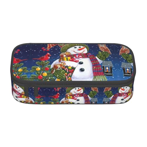 Liulannq Federmäppchen mit Schneemann, Eichhörnchen, Eule, großes Fassungsvermögen, für Schreibwaren von Liulannq
